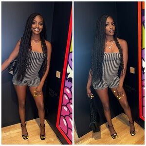 Striped Black and Gray Romper